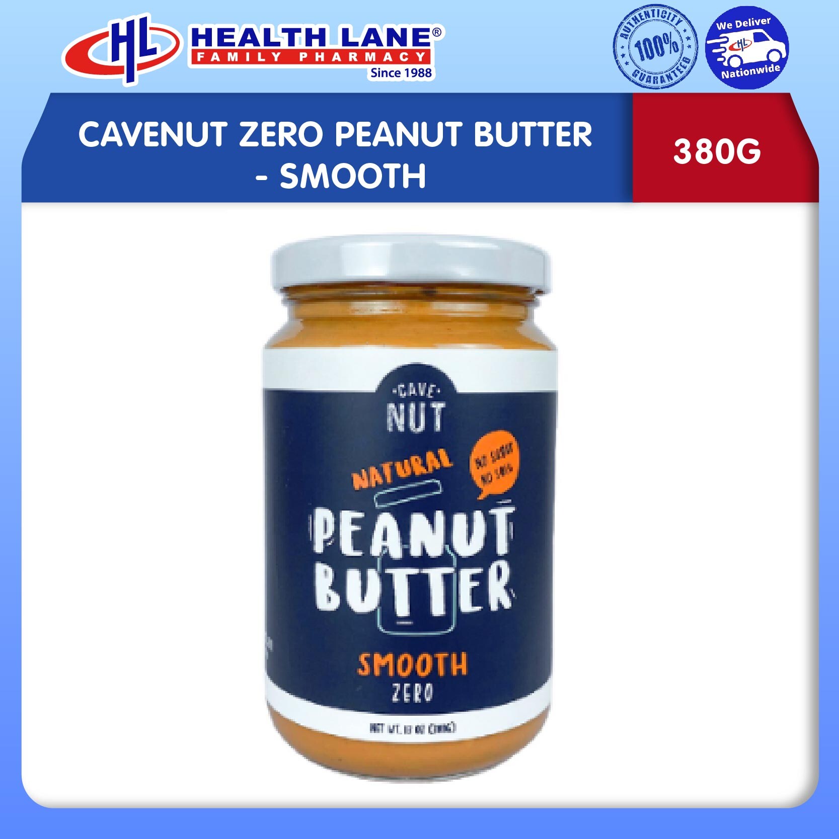 CAVENUT ZERO PEANUT BUTTER (380G) - SMOOTH